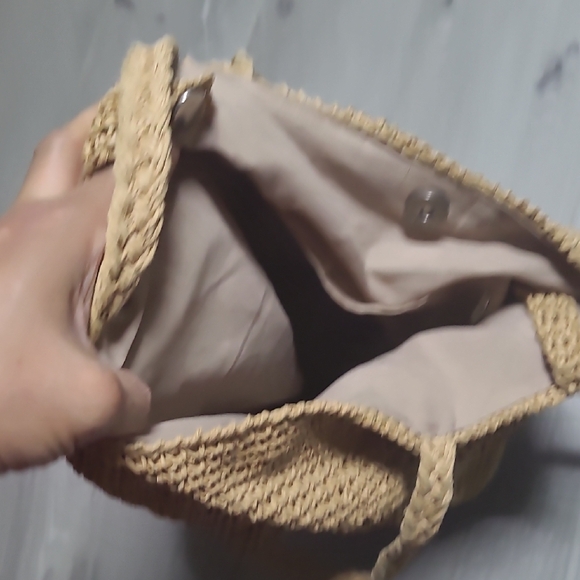 Handwoven Round Shoulder Bag in Tan - Picture 9 of 9